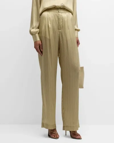 Paige Garrett Stripe Silk Pants In Paleolvmar