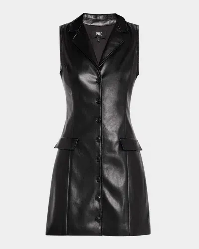 Paige Graciella Fitted Faux Leather Mini Dress In Black