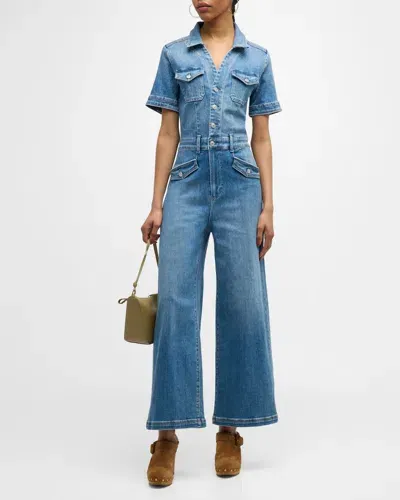 Paige Harper Denim Ankle Jumpsuit In Blue