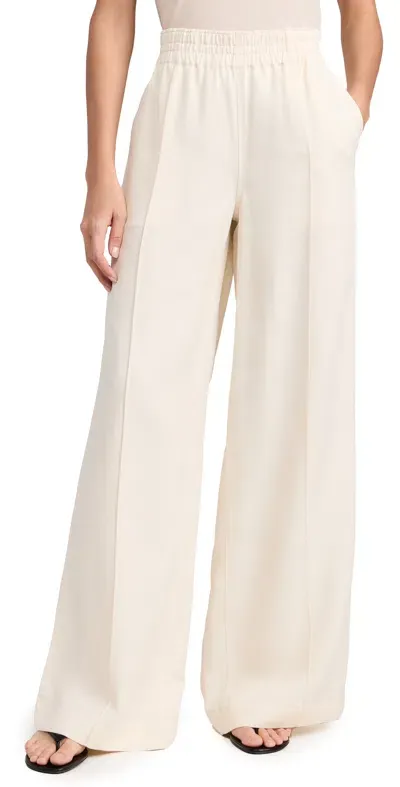 Paige Harper Pants With Elastic Waistband Soft Vanilla