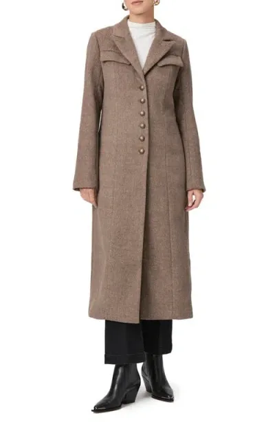 Paige Lucrezia Longline Wool Blend Coat In Rye Brown Multi