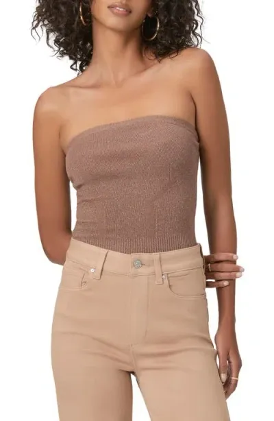 Paige Metallic Sweater Tube Top In Brown W/gold Metallic