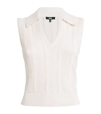 Paige Organic Cotton-blend Rossana Sweater Tank Top In White