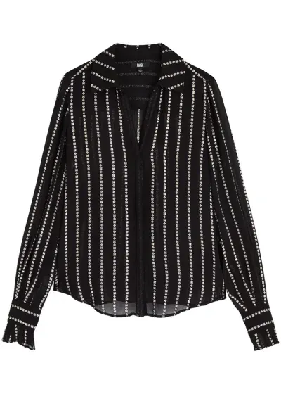 Paige Sosa Long-sleeve Metallic Stripe Blouse In Black