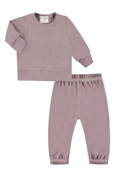 Paigelauren Babies'  Hacci Long Sleeve Top & Pants Lounge Set In Taupe