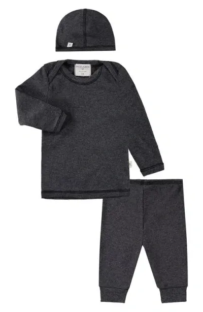 Paigelauren Babies'  Rib Sweatshirt, Joggers & Beanie Set In Black