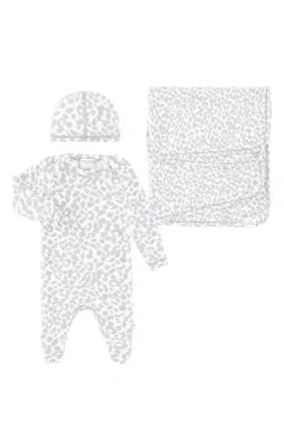 Paigelauren Babies'  Welcome Home Fleece Footie, Hat & Blanket Set In Light Gray