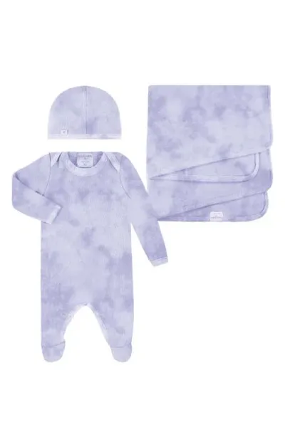 Paigelauren Babies'  Welcome Home Fleece Footie, Hat & Blanket Set In Purple