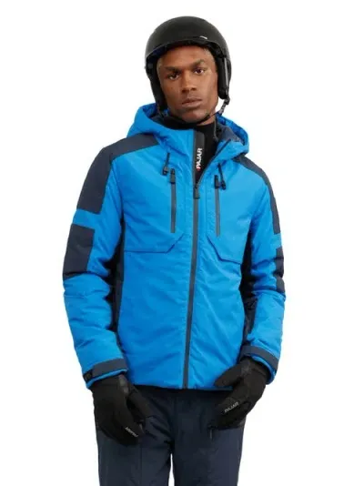 Pajar Elias Mixed Media Ski Jacket With Fixed Hood In Atlantic Blue