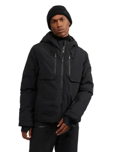 Pajar Elias Mixed Media Ski Jacket With Fixed Hood In Black