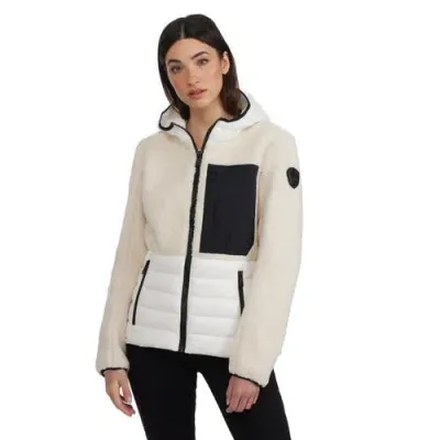 Pajar Fawn Lightweight Mixed Media Jacket With Fixed Hood In White Op