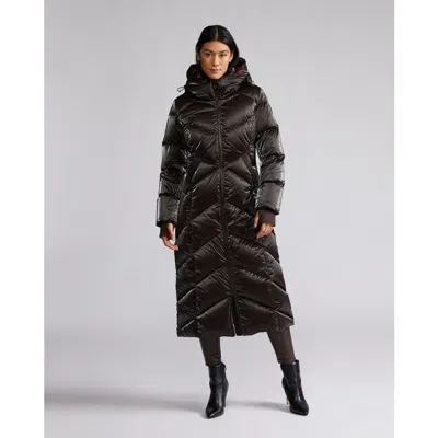 Pajar Hella Long Inverted Chevron Quilted Puffer In Black