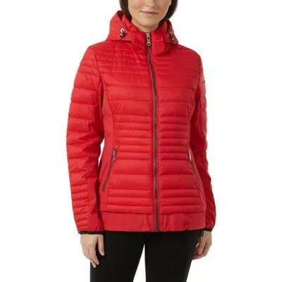 Pajar Women's Makani Ladies Channel Quilted Light Weight Mixed Media Jacket In Current Red