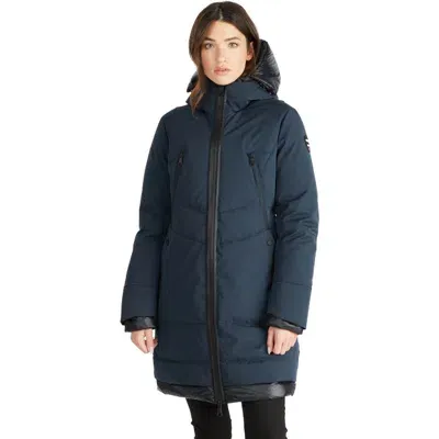 Pajar Rimi Mid Length Parka With Fixed Hood In Navy