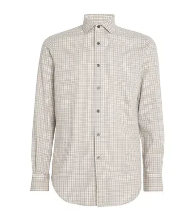 Pal Zileri Cotton Check Shirt In Brown