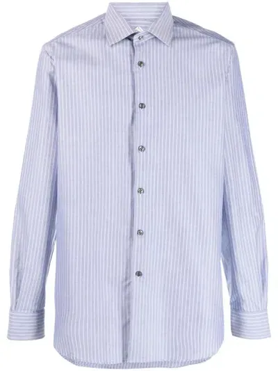 Pal Zileri Pinstripe Cotton Shirt In Blue