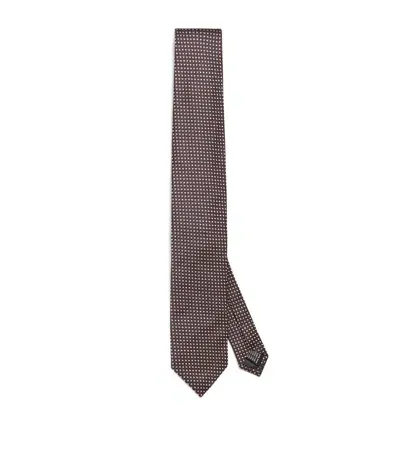 Pal Zileri Silk Micro Check Tie In Brown