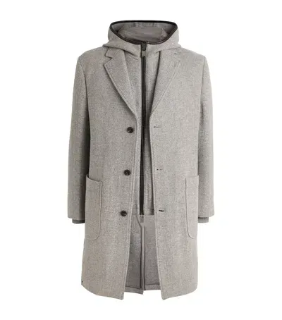 Pal Zileri Wool-blend Modular Coat In Grey