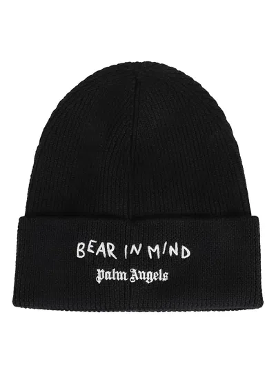 Palm Angels Bear In Mind Beanie In Black/brown