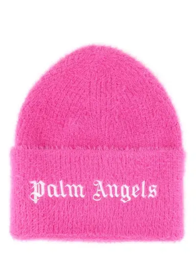 Palm Angels Logo-embroidered Wool Beanie In Pink