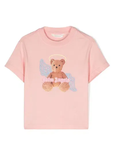 Palm Angels Kids' Bear Angel T-shirt In Pink