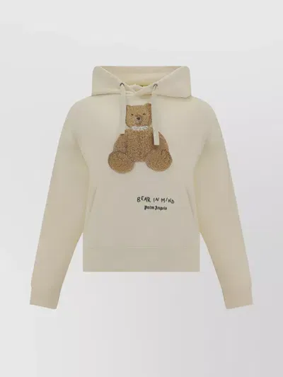 Palm Angels Bear In Mind Hoodie In Off White Brown