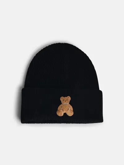 Palm Angels 'bear In Mind' Black Wool Beanie