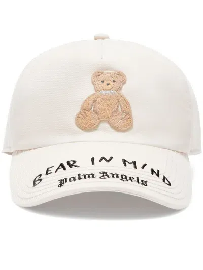 Palm Angels Bear In Mind Cap In Off White Brown