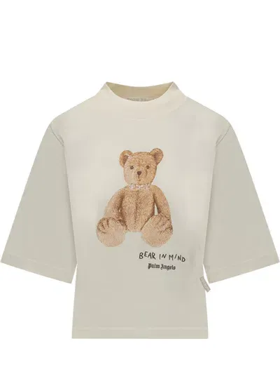 Palm Angels Bear In Mind Crop Tee In White