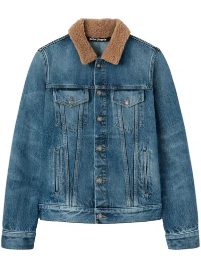 Palm Angels Bear In Mind Denim Jacket In Blue