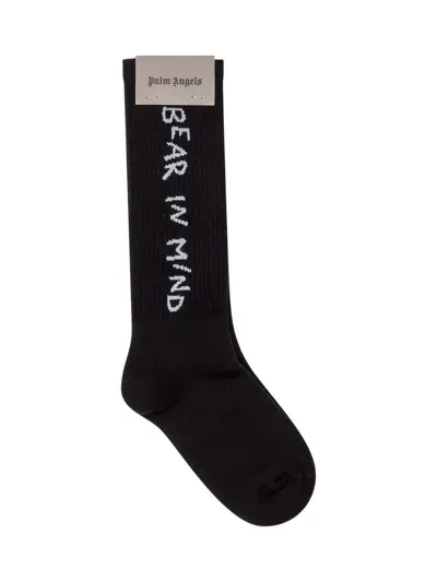 Palm Angels Bear In Mind Knit Socks In Black