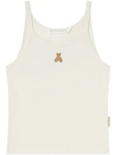 Palm Angels Bear In Mind Tank Top In Off White Brown