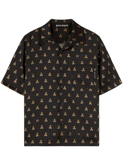 Palm Angels Bear Monogram Shirt In Black