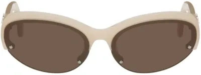 Palm Angels Beige Palmdale Sunglasses In Sand Brown