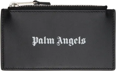 Palm Angels Black Classic Logo Zip Card Holder