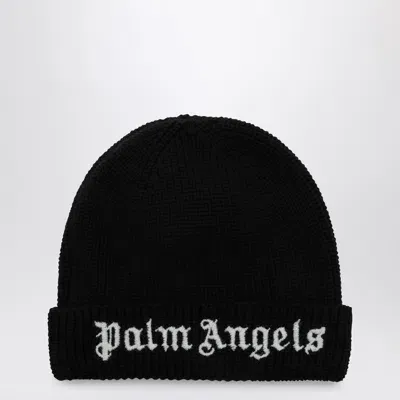 Palm Angels Kids' Logo-embroidered Beanie In Black