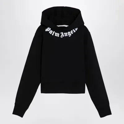 Palm Angels Black Cotton Hoodie With Logo