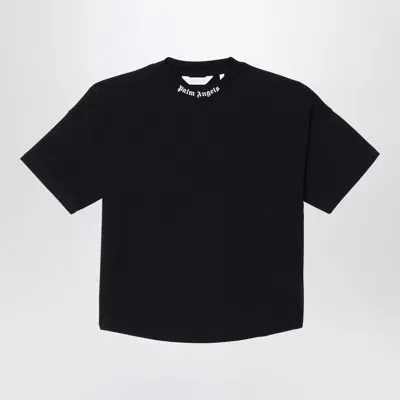 Palm Angels Kids' Black Cotton T-shirt With Logo