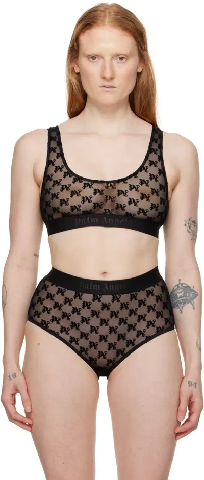 Palm Angels Black Monogram Bra