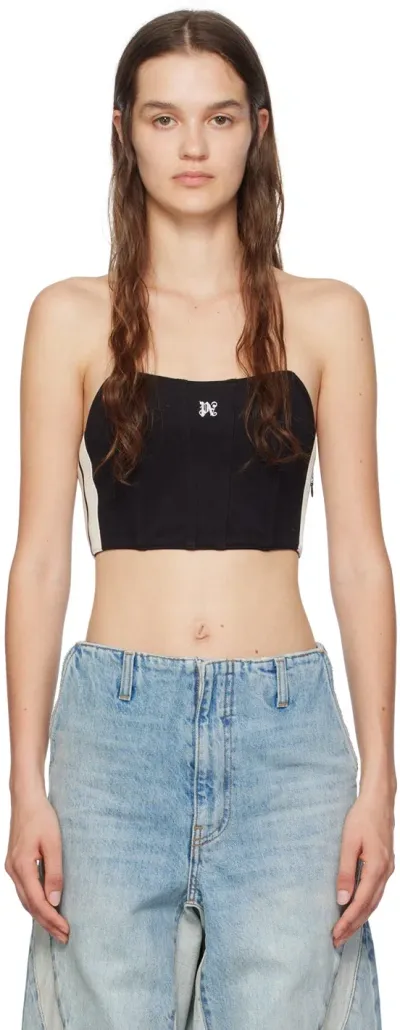 Palm Angels Monogram-print Corset Top In Black