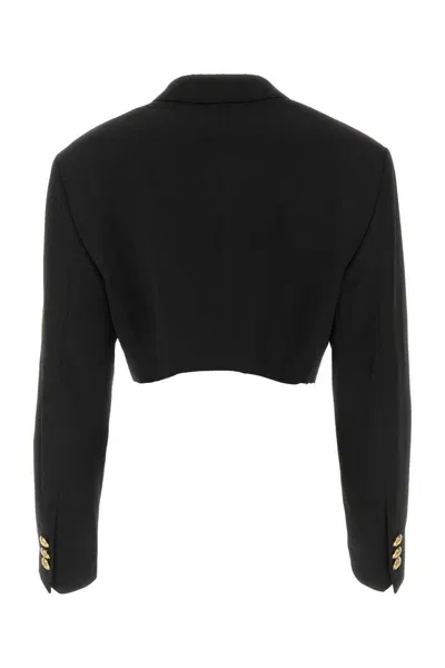 Palm Angels Black Polyester Blend Boyfriend Blazer In Blackgold