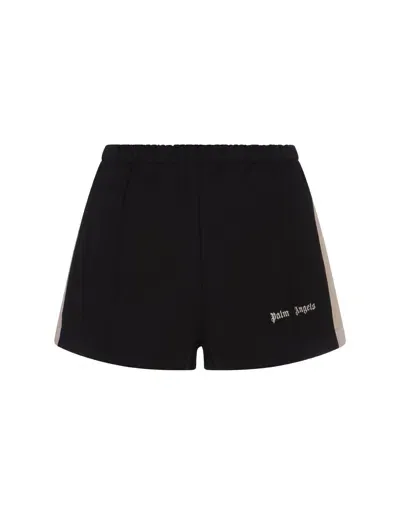 Palm Angels Black Sports Shorts With Logo