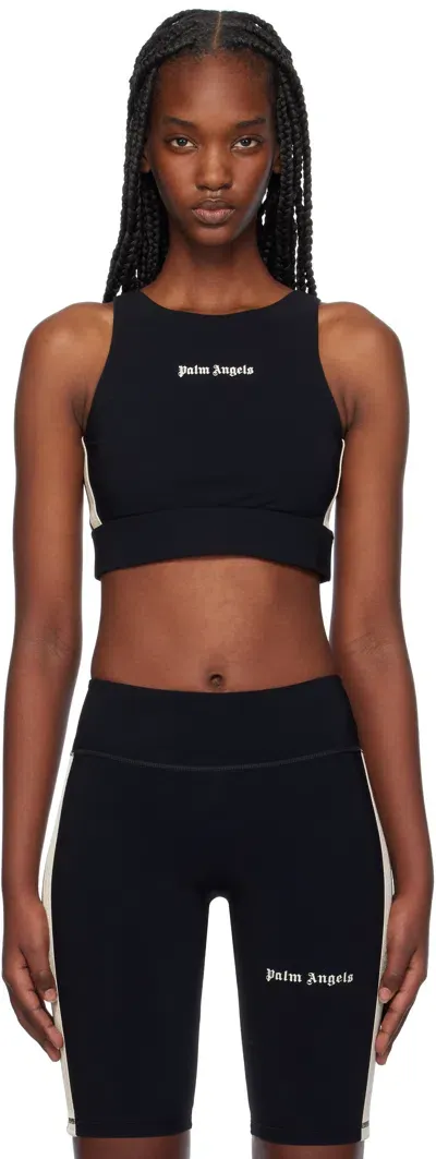 Palm Angels Black Training Crop Sport Top