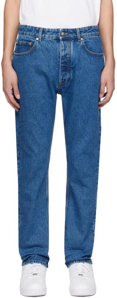 Palm Angels Blue Monogram Jeans In Light Blue