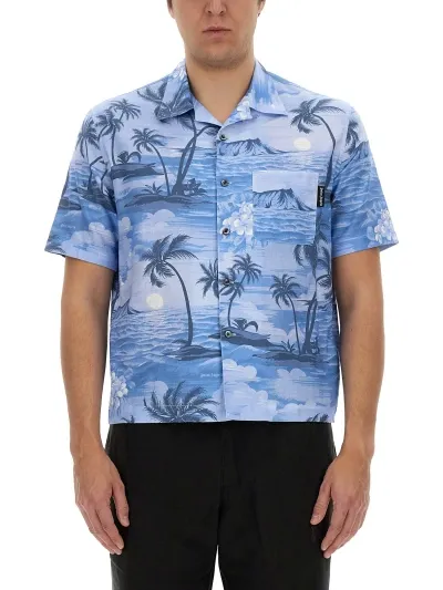 Palm Angels Bowling Shirt In Blue