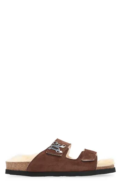 Palm Angels Suede Sandals In Brown