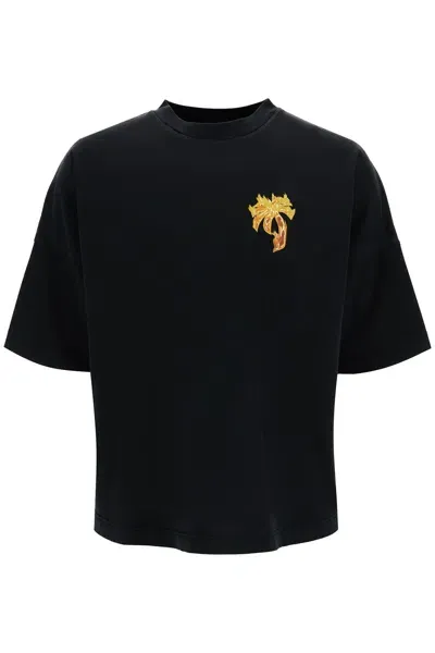 Palm Angels Burning Palm Oversized T In Black