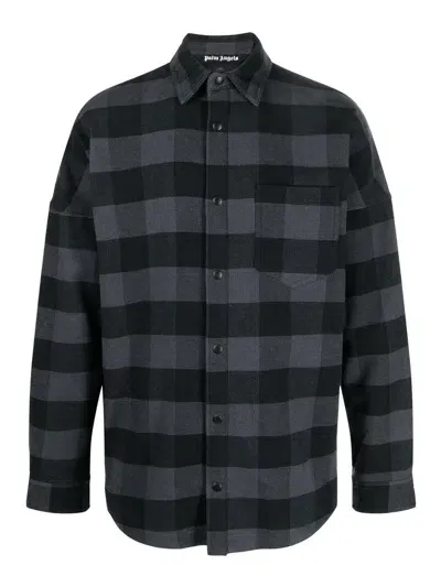 Palm Angels Check Pattern Shirt In Black