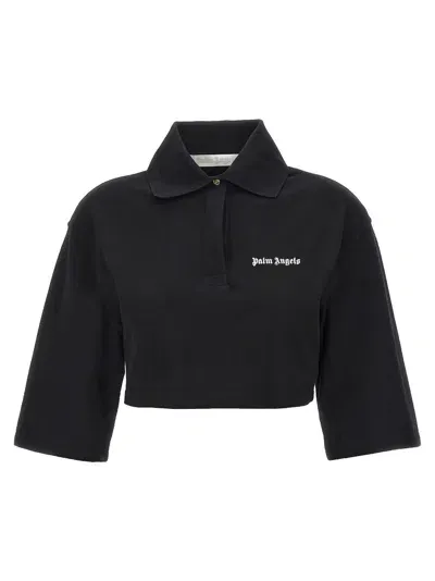 Palm Angels Polo Crop Logo In Black