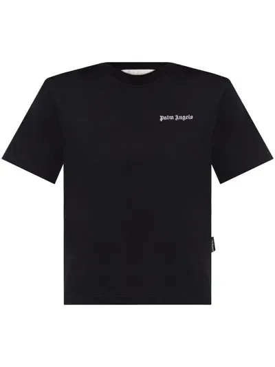 Palm Angels Classic Logo Fitted Tee Clothing In Black